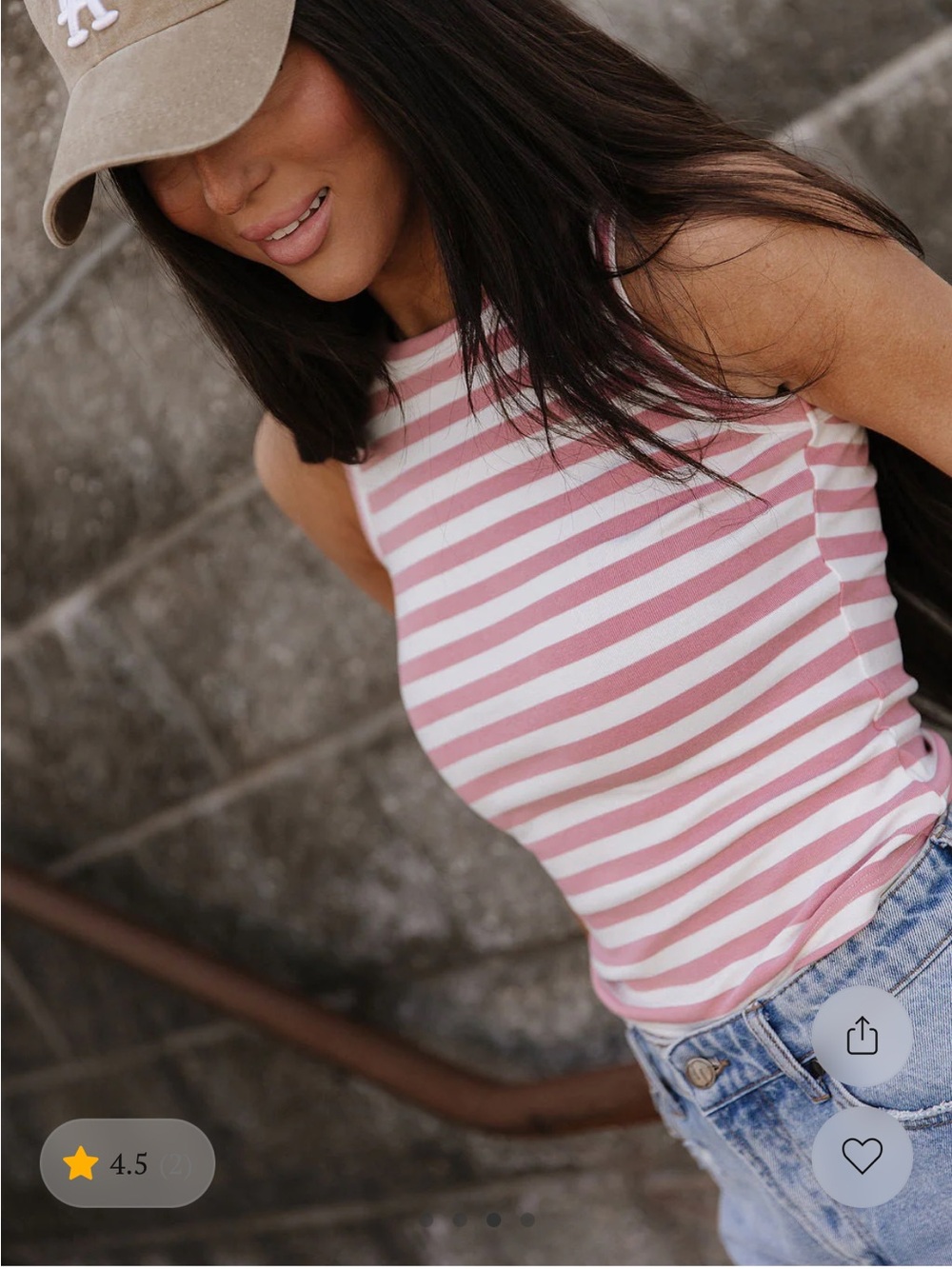 AMPERSAND AVE Striped Sleeveless Tank-Blush